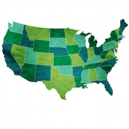  Carte magnétique des États-Unis d'Amérique, illustré, vert