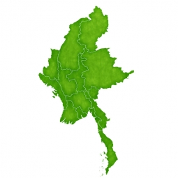  Carte magnétique du Myanmar, illustré, vert