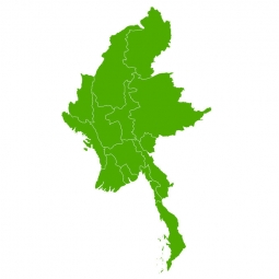  Carte magnétique du Myanmar, illustré, vert