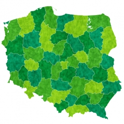  Carte magnétique de la Pologne, illustré, vert-jaune