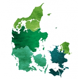  Carte magnétique du Danemark, illustré, vert-bleu
