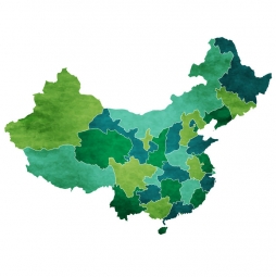  Carte magnétique de la Chine, illustré, vert-bleu