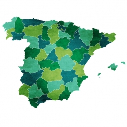  Carte magnétique de l'Espagne, illustré, vert-bleu