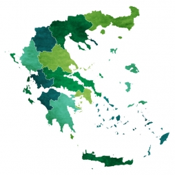  Carte magnétique de la Grèce, illustré, vert-bleu