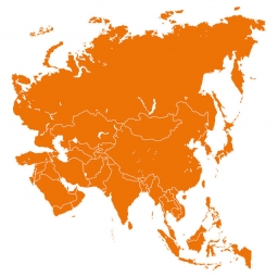  Carte magnétique D'ASIE, illustré, orange