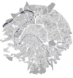  Carte magnétique de Paris, illustré, gris