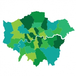  Carte magnétique de Londres, administrative, vert