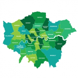  Carte magnétique de Londres, administrative, vert