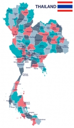  Carte magnétique de la Thaïlande, illustré, COLOREE