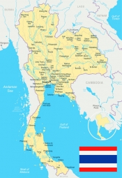  Carte magnétique de la Thaïlande, illustré, jaune