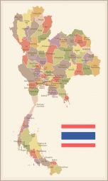 Carte magnétique de la Thaïlande, illustré, COLOREE