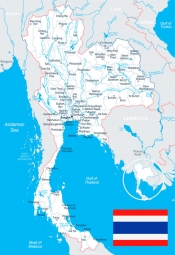  Carte magnétique de la Thaïlande, illustré, blanc bleu