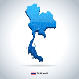  Carte magnétique de la Thaïlande, illustré, bleu