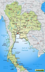  Carte magnétique de la Thaïlande, route, vert