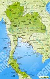  Carte magnétique de la Thaïlande, illustré, vert