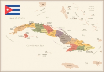  Carte magnétique de Cuba, illustré, détaillée