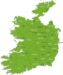  Carte magnétique de l'Irlande, politique, vert