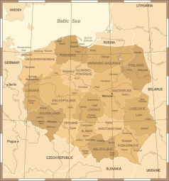  Carte magnétique de la Pologne, brun
