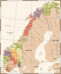  Carte magnétique de la Norvège, vintage
