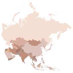  Carte magnétique D'ASIE, illustré, beige