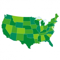  Carte magnétique des États-Unis d'Amérique, illustré, vert