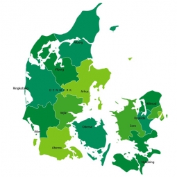  Carte magnétique du Danemark, illustré, vert
