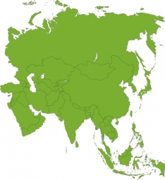  Carte magnétique D'ASIE, illustré, vert