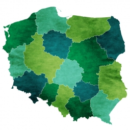  Carte magnétique de la Pologne, illustré, vert