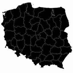  Carte magnétique de la Pologne, illustré, noir