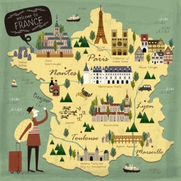  Carte magnétique France, illustré, COLOREE