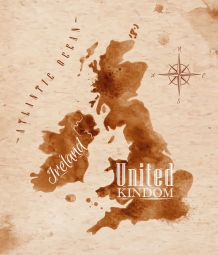  Carte magnétique, aquarelle, brun