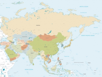  Carte magnétique D'ASIE, vecteur, COLOREE