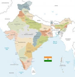  Carte magnétique de l'Inde, vecteur, COLOREE