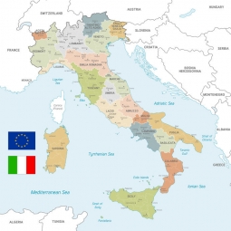  Carte magnétique de l'Italie, vecteur, COLOREE