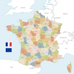  Carte magnétique France, vecteur, COLOREE