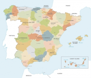 Carte magnétique de l'Espagne, vecteur, COLOREE