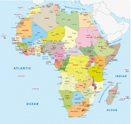  Carte magnétique de l'Afrique, politique, COLOREE