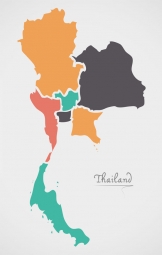  Carte magnétique de la Thaïlande, illustré, COLOREE