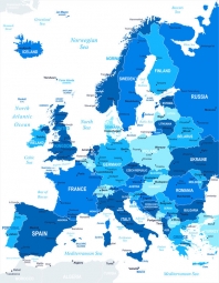  Carte magnétique de l'Europe, illustré, bleu