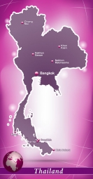  Carte magnétique de la Thaïlande, illustré, violet
