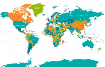  Carte magnétique du monde, illustré, COLOREE