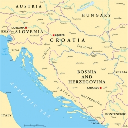  Carte magnétique de la Croatie, politique, beige