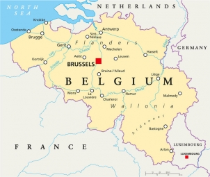 Carte magnétique de Belgique, politique, beige