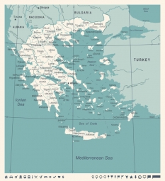  Carte magnétique de la Grèce, illustré, blanc bleu
