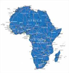  Carte magnétique de l'Afrique, route, bleu
