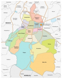  Carte magnétique du Mexique, administrative, COLOREE