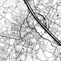  Carte magnétique de Vienne, illustré, noir et blanc