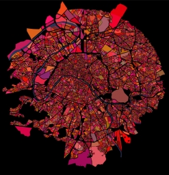  Carte magnétique de Paris, illustré, COLOREE