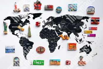  Carte magnétique du monde, illustré, noir