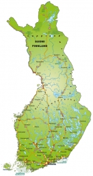  Carte magnétique de la Finlande, route, détaillée